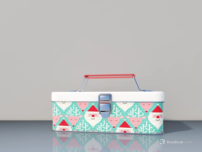 Colorful Decorative Household Storage Box With Red Handle And White Lid 3d model 