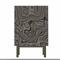 Elegant Entryway And Side Cabinets With Swirled Marble Pattern Gold Metal Legs Handles