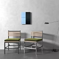 Dining Chairs With Wooden Backrest Green Padded Seats And Metal Legs In Modern Room