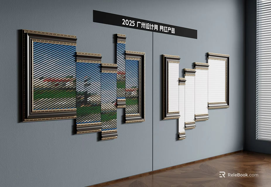 2025 Frames Collection Wall Display With Ornate Borders And Varied Designs 3d model 