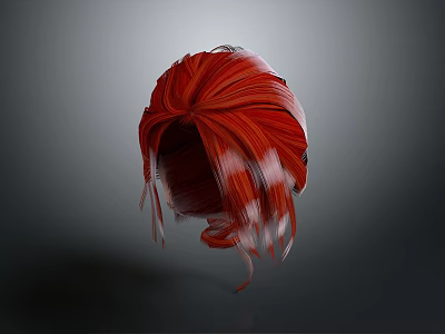 Game Movie Character With Red Short Hair And White Highlights Dynamic Style 3d model