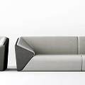Modern Light Gray and Dark Gray Sofa Set With Sleek Geometric Armrest Design 3d model