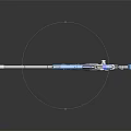 Futuristic Sci Fi Rifle With Aiming Scope Blue Yellow White Accents And Metallic Finish