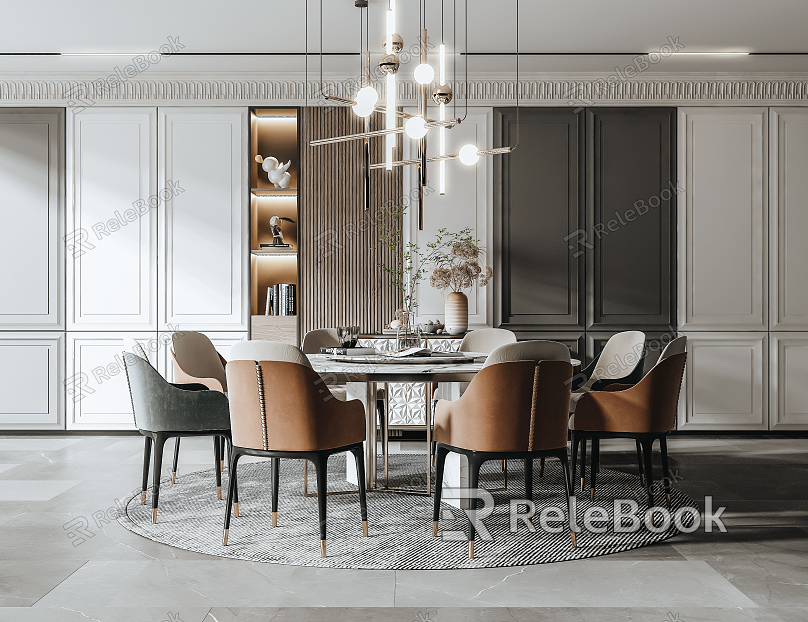 Light Luxury Dining Table and Chair Combination Home model