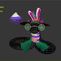 Colorful Decorated Snake With Hat Ears Striped Body And Neon Green Pattern