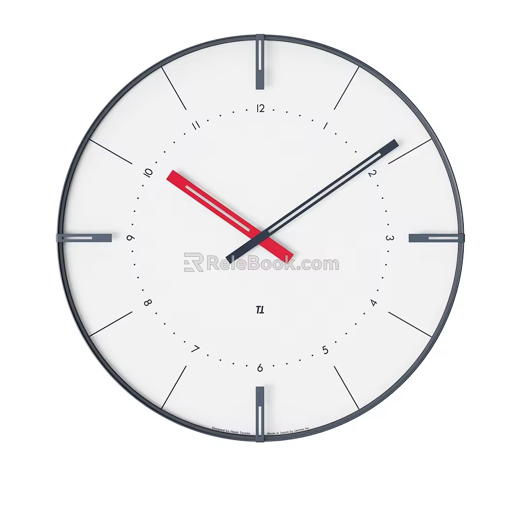 Lemnos minimalist clock wall clock circular clock 3d model
