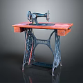 Vintage Sewing Machine Table With Classic Metal Frame And Wooden Worktop