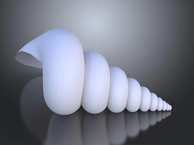 White Spiral Decorative Ornament Set With Smooth Curved Design On Dark Reflective Surface 3d model