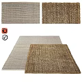Square Woven Rugs with Two Tone Beige and Brown Textured Patterns 3d model
