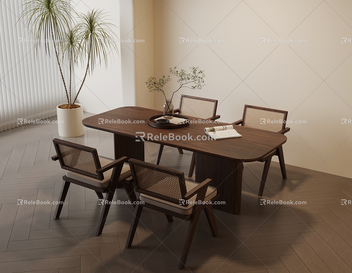 19 dining table ancient style dining table and chairs 3d model