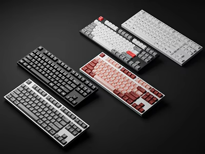 Various Colorful Mechanical Computer Keyboards With Different Designs And Layouts 3d model