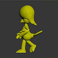 3D Blue Creature Character With Green Goggles White Body Yellow Feet And Waving Pose