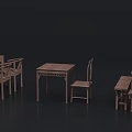 Traditional Wooden Dining Table Set With Classic Chairs And Carved Design Details