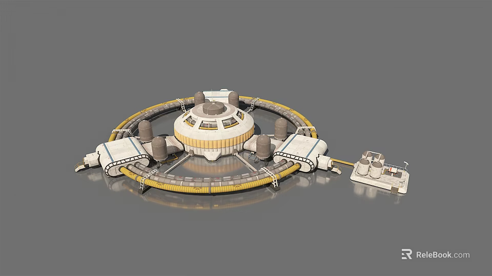 Futuristic Circular Structure With Central Building And Ring Platform 3D Model Design 3d model 