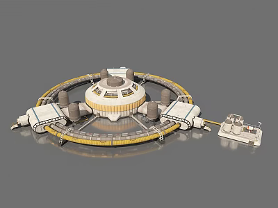 Futuristic Circular Structure With Central Building And Ring Platform 3D Model Design 3d model