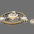 Futuristic Circular Structure With Central Building And Ring Platform 3D Model Design