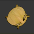 Yellow Wooden Rabbit Shaped Chair With Curved Backrest And Unique Legs Design