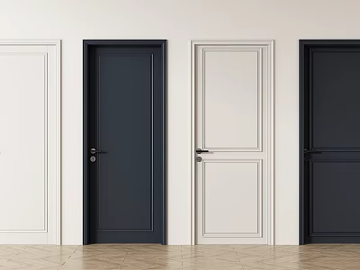 Modern Interior Hinged Doors In Various Colors With Simple And Panel Designs 3d model