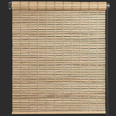 Wooden Bamboo Window Blinds with Horizontal Slats for Home Interior Decor 3d model