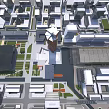 Aerial Urban Planning Perspective Showing Modern Buildings Green Spaces And Street Layouts