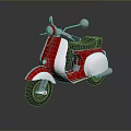 Red and White Classic Scooter With Black Seat And Chrome Details On Reflective Surface