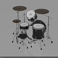 Modern Drum Set With Metal Stands Drums And Chrome Cymbals 3d model