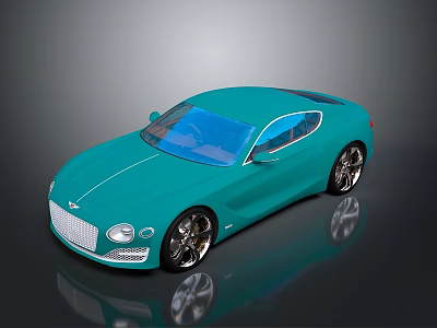Turquoise Sports Car With Blue Roof Sleek Exterior Design And Shiny Alloy Wheels 3d model