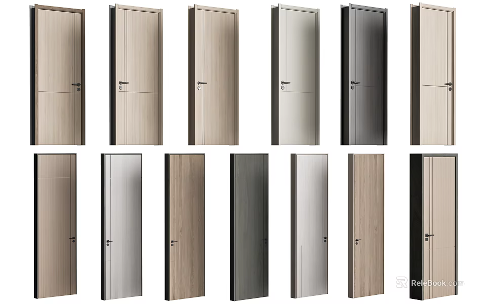 Modern Hinged Doors in Various Styles and Color Options for Home Interior 3d model 