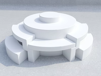 Modern White Circular Multi Tiered Display Shelves with Curved Platform Design 3d model