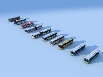 Various Colored Car Models In Different Styles Arranged On Light Blue Background 3d model
