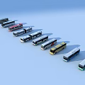 Various Colored Car Models In Different Styles Arranged On Light Blue Background