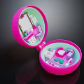 Open Pink Cartoon Scene Box Featuring Mini Dressing Table And Bed Furniture