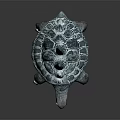 Blue Transparent Turtle Sculpture With Spiked Shell Gray Limbs And Dark Background 3d model