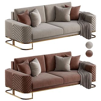 Modern double sofa multiplayer sofa 3d model