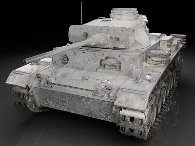 Gray Military Tank With Tracks Turret Cannon And Detailed Exterior Design 3d model