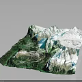 3D Terrain Model Featuring Snow Covered Mountains And Green Vegetation 3d model