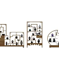 Traditional Chinese Wooden Bogu Shelves With Multi Layer Design And Decorative Antiques