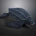 Detailed Dark Colored Turtle With Textured Shell And White Spotted Flippers 3d model