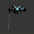 Mythical Fantasy Creature Character With Glowing Blue Antlers Armor And Sword