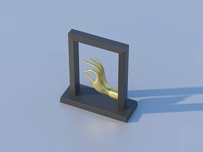 Household Decorative Item with Black Frame Base and Golden Hand Shaped Decoration in Modern Design 3d model