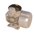 Industrial Electric Motor With Black Top Silver Body Heat Sink Fins And Metal Base