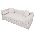 Modern Beige Sectional Sofa With Cylindrical Armrests And Soft Cushions 3d model