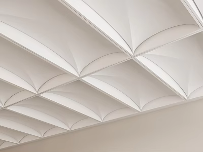 Modern Ceiling Design With Geometric Patterns And Arched White Panels For Interior Decor 3d model
