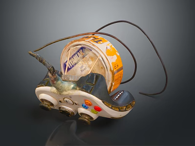 DIY Electronic Toy Car Crafted From Recycled Tomato Can And Buttons 3d model