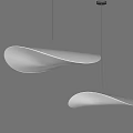 Modern White Pendant Lights with Curved Leaf Shaped Design Hanging Against Gray Wall