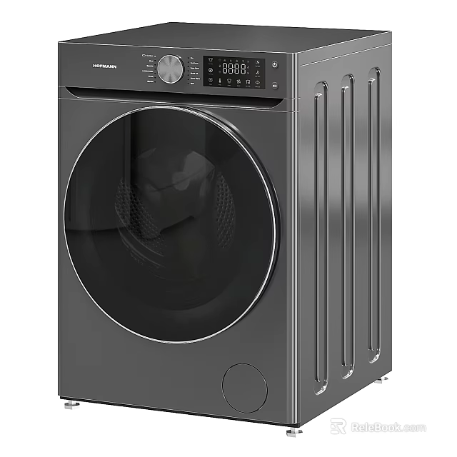 Modern Front Load Washing Machine With Digital Display And Sleek Black Design 3d model 