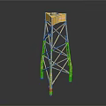 Yellow Industrial Equipment With Steel Frame Support Tower And Stable Base Structure 3d model