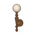 Minimalist Wooden Wall Lamp With Beige Glass Globe Shade For Home Interior Decoration