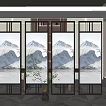 New Chinese-style partition screen partition 3d model
