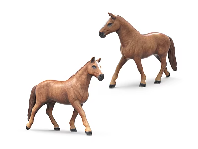 Two Brown Reptile Figurines in Standing Pose Against White Background 3d model